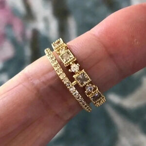 Art Deco Diamonds in 18k Gold Plated Adjustable Ring NWT